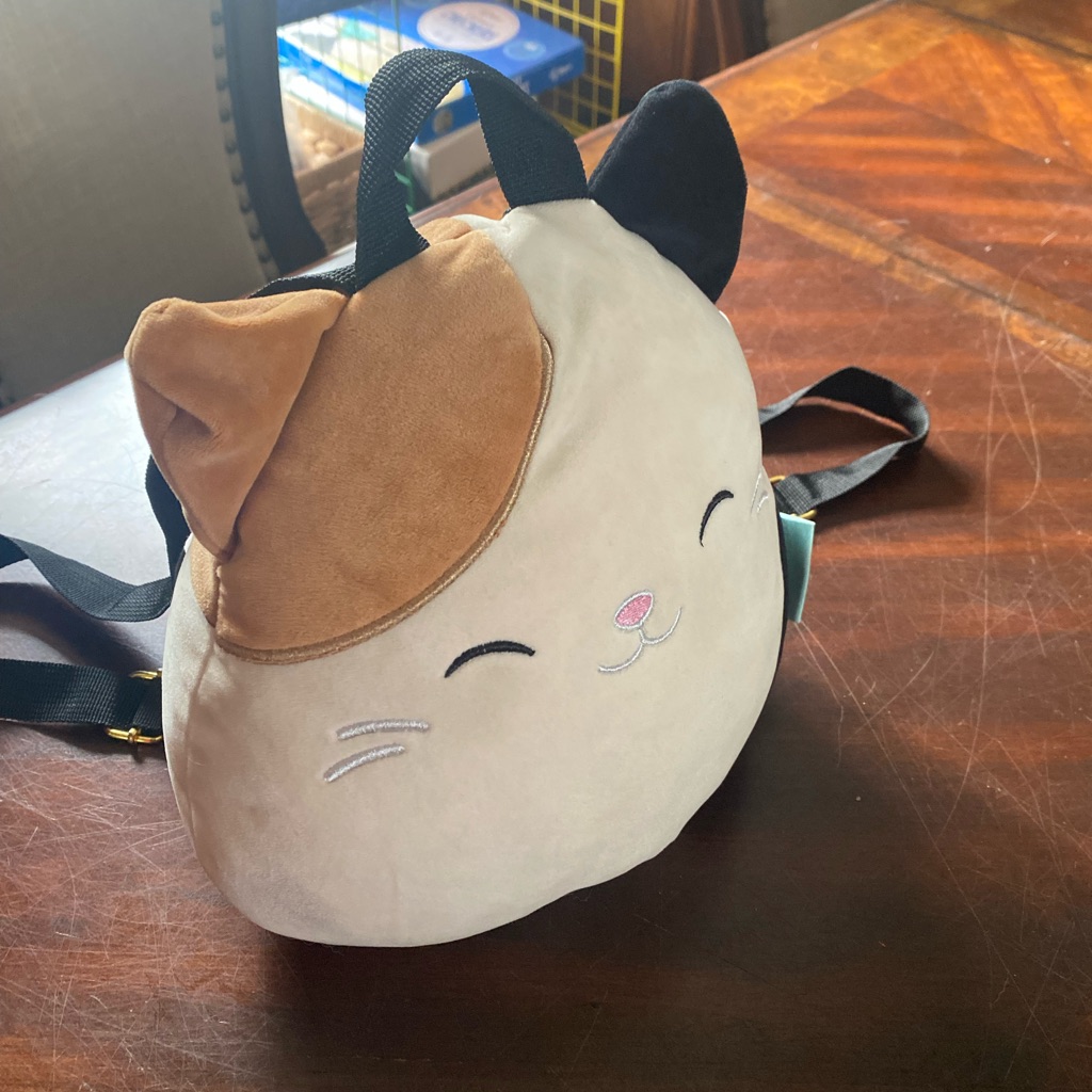 Squishmallows Calico Cat Plush Backpack - Cream, Brown, Black